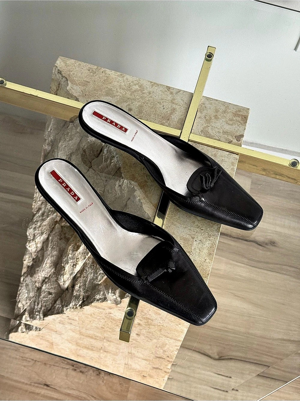 Prada Black Square-Toe Mules US 8.5 - Picture 2 of 8